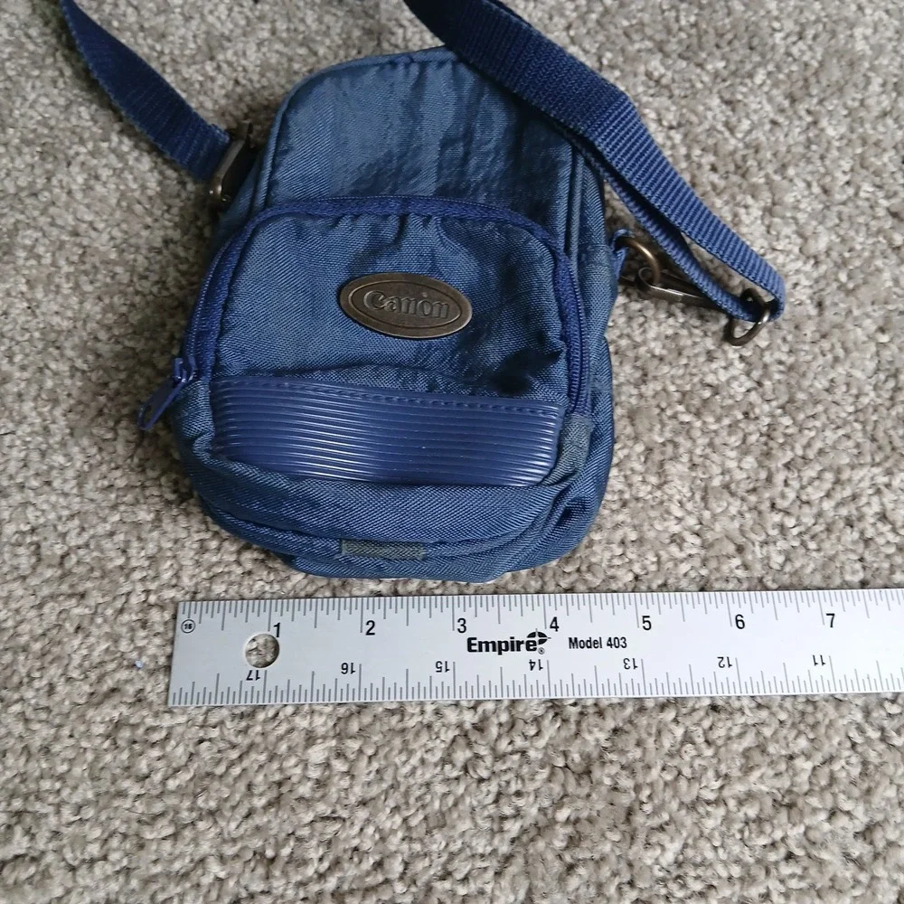 Canon Blue Nylon Canvas Compact Camera Bag Crossbody Belt Loop Pouch